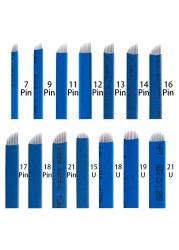 200pcs Microblading Needles 0.16mm Nano Lamina Micro 12 Flex Blade For Tebori Microblading Manual Tattoo Pen 3D Embroidery Lips