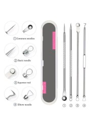 Acne Blackhead Remover Needle Blackhead Tool Kit Tweezers Pimple Extractor Stainless Steel Black Spot Removal Face Skin Care Tool