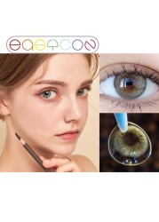 EASYCON Iris Green Cosmetic Colored Contact Lenses For Eyes Makeup Yearly Exclusive 1pc/pair Prescription Degree Myopia