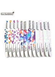 10pcs/lot Wooden Nail Files 100/120/150/180/240 Butterfly Printed Strong Emery White Wood Files Buffer UV Gel Polisher Tools