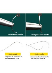 10 قطعة/الوحدة أدوات ماكياج/اكسسوارات خياطة إبرة جراحة مجهرية النايلون أحادية سلك مستدير إبرة رئيس إبر واحدة