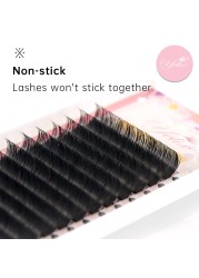 Yilix Cils Ellipse Flat Lashes Blend Soft Two Split Tips Dark Eye Lashes Black Cashmere Eyelashes Lash Extension Supplies