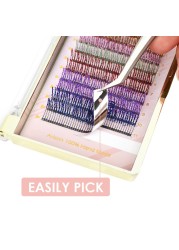 12 Strips Fashion Glitter Eyelash Extensions C Curl 0.15mm Individual False Eyelashes Glitter Silver Metallic Colored Lashes