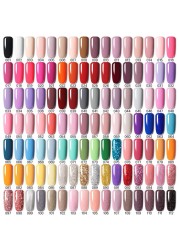 LILYCUTE 10/20/8/2pcs Gel Nail Polish Set Semi Permanent Glitter Hybrid Varnish Base Top Coat Soak Off UV LED Nails Gel