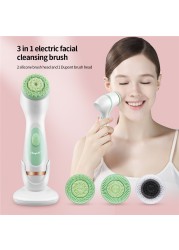 CkeyiN 3 in 1 Electric Facial Cleaning Brush Silicone Rotating Face Brush Deep Cleaning Exfoliating Skin Exfoliating Cleanser 50