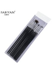 10pcs Nail Art Brush Liner Dotting Fan Design Acrylic Crystal Flat Painting Drawing Carving Pen UV Gel Manicure Tool Set