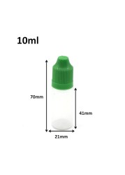 20pcs Plastic Droplet Bottles 10ml Empty Vials With Childproof Cap And Long Thin Tip Liquid Jar