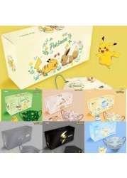 New Pokemon Pikachu Adult Disposable Mask Cartoon Pattern Printing 3 Layers Protection Breathable Dustproof Adult Anime Mascara