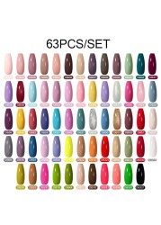 Mtssii 16/60pcs Nail Gel Polish Set Semi Permanent Pure Color and Glitter Gel Set Soak Off UV Gel for Nail Art Beauty DIY Design