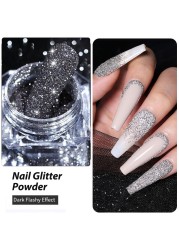 4pcs/set Nail Glitter Powder Silver Iridescent Efffect Sequins Nail Art Foils Nail Art Chrome Pigment Decoration