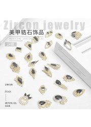 Japanese Nail Art Zircon Jewelry Net Red High-end Luxury Black Real Gold Zircon Simple and Versatile Nail Decoration