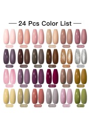 Mtssii 25/60pcs Color Gel Nail Polish Set Glitter Sequins Gel Soak Off UV Gel Semi Permanent Base and Top Coat Nail Art Gel Kits