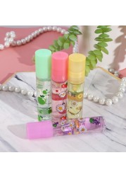 Random 6 Color Roll On Fruit Lip Balm Lip Oil Moisturizing Mirror Lip Gloss Transparent Lipstick Primer Cosmetic Makeup