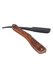 Manual Shaving Blade Rack Stable Rosewood Clip Type Cutter Head Straight Edge Blade Holder Anti-slip Handle for Hair Salon