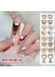 3pcs nail art love zircon color preserved super flash three-dimensional diamond smiley nail accessories love necklace