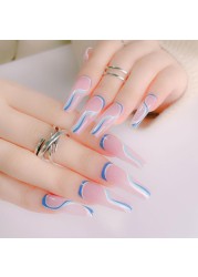 24pcs/box Wearable Fake Nail Set 2022 Popular Full Coverage Nail Art Patch Colorful Beauty Artificial Fake Nails