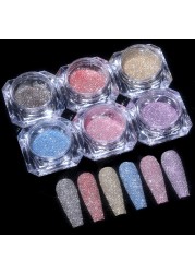 Gold Sliver Nail Reflective Crystals Powder Rainbow Glitter Shiny Pigment Iridescent Glass Micro Drill Nails Art Decoration