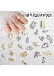 Japanese nail art zircon jewelry high-end luxury zircon real gold color net red nail decoration nail art design