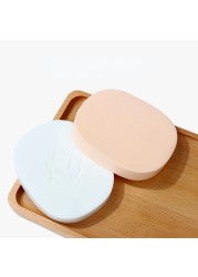 2pcs Soft Thick Face Clean Sponge Wood Fiber Face Wash Clean Sponge Makeup Beauty Accessory Cleansing Puff