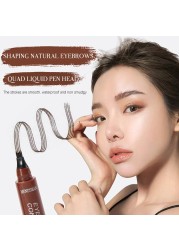 Four heads eyebrow pen long-lasting liquid waterproof anti-sweat eyebrow quick-drying pen eyes makeup beauty tools