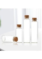 D2TA Small Glass Bottles Jars with Wood Corks Stoppers Small Glass Jars Wishing Bottles Message Bottle for Halo Wedding Gifts