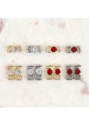 nail art real gold zircon jewelry new year double happiness zircon manicure diamond red white diamond nail decoration