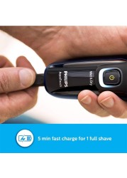 Philips S1223 Men's Electric Shaver Wet & Dry Cordless Shaver 3D Pop Up Precise Water Resistant Washable Removable 40 Min Battery Life With 8 Hours Charging Powered By