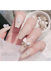 3pcs new nail art bow zircon jewelry metal micro set color preserved luxury pearl necklace love nail stick diamond jewelry