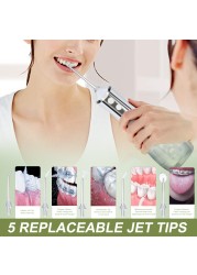 3 Modes Oral Irrigator USB Rechargeable Water Flossing Portable Dental Water Aerator Jet 350ml Dental Irrigator Dental Hygiene + 5 Jet