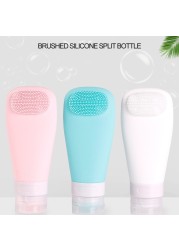 D2TA Silicone Travel Shampoo Bottle with Brush Container Shampoo Tubes Kit Leak Proof Refillable Liquid Holder for Lotion Soap Cream