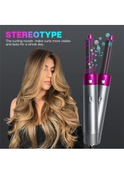 5 In1 Electric Hair Dryer Brush Comb Hot Air Hair Curler Styler Volumizer Negative Ion Straightener Barber Shop Blow Dryer Set