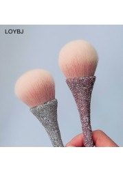 Loebig Luxury Diamond Makeup Brushes Set Shiny Loose Powder Foundation Blush Highlighter Brush Women Face Beauty Tools