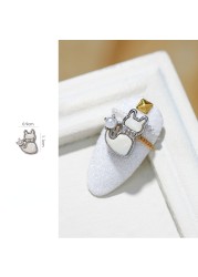 Pearl Shell Japanese Cute Cat Nail Decoration Zircon Diamond Nail Nail