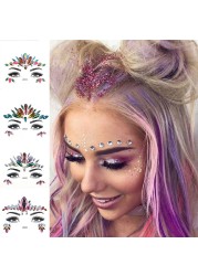 3D Sexy Face Tattoo Sticker Temporary Tattoo Flash Fake Tattoo Rhinestone Lady Party Face Sticker Face Jewelry Decoration