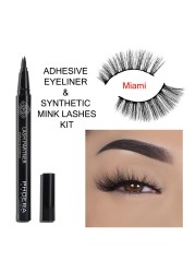 9D False Eyelashes Set Imitation Mink Hair Self Adhesive Eyeliner Pen Waterproof Reusable Makeup Cosmetic Tools TSLM1