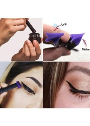 2 in 1 Cat Eye Seal Eyeliner Set Double-headed Triangle Seal Eyeliner Pen Enlarge Eyes Waterproof Quick Dry Long Lasting Makeup