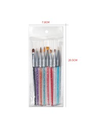 8pcs UV Acrylic France Nail Art Painting Brush Set For Manicure Acrylic Powder Gel Brush Nail Part Liner Painting Accessories Tool