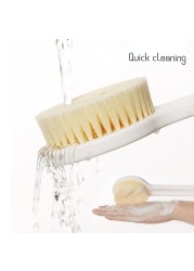 1pc Long Handle Nylon Bath Brush Soft Body Scrubber Exfoliator Shower Scrub Skin Massager Cleaning Brush Deep Cleaning Tool