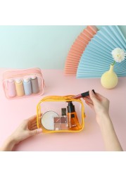 Transparent PVC Cosmetic Bag Women Zipper Clear Makeup Bags Beauty Travel Make Up Organizer Storage Bath Toilet Wash Bag