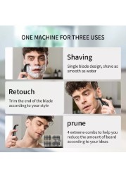 Men Face Body Shaver Kit Electric Shaver Nose Hair Trimmer Beard Shaving Wet Dry USB Charging