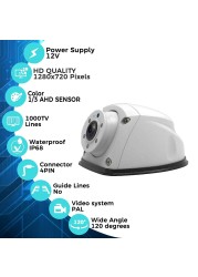 Gwyaf White Trailer Truck Camera AHD 720P Mini Front/Side Reverse Camera Wide View Angle Fifth Wheel/RV Camping Parking Camera