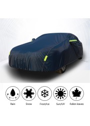 190T Universal Full Car Cover Blue Outdoor Snow Ice Dust Sun UV Shade Cover Auto Exterior Accessories Fit Suv Sedan Hatchback