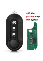 jingyuqin - remote control key with 3 buttons, FSK PCF7946/PCF7946AT system, 433MHz, for Fiat 500 grand Punto 2010-2017