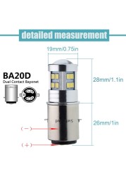 Motorcycle Headlight Headlight Scooter LED Light Motorcycle High/Low Beam White Light BA20D 6V 12V 2835 24SMD H6 1pc