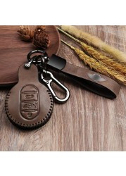 Leather Car Key Case Leather Key Case Cover For Mini Cooper Clubman Hardtop Hatchback Countryman F54 F55 F56 F57 F60 Accessories