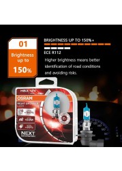 OSRAM H7 H4 H1H8 H3 H11 9005 9006 HB3 HB4 Night Breaker Halogen Bulbs Fog Lights 12V 55W 3700K + 150% Brightness (2pcs)