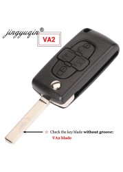 jingyuqin 4 Buttons Flip Folding Remote Key Fob Case Shell Fob For Peugeot 1007 Citroen C8 Uncut VA2 Hu82 Blade CE0523 Replacement