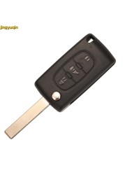 jingyuqin 3 Buttons Flip Remote Car Key Fob Shell For Citroen Berlingo Peugeot e-Expert Partner Fiat Scudo KeyCase