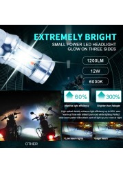 Plug and Play 12W 1200lm S2 Ba20d LED Motorcycle Headlight H6 Scooter Motorcycle Headlamp Light Bulb Accessories 6000K White 12V