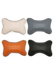 1PC Universal Car Neck Pillows PU Leather Breathable Mesh Auto Auto Neck Pillow Headrest Seat Cushion Auto Interior Accessories